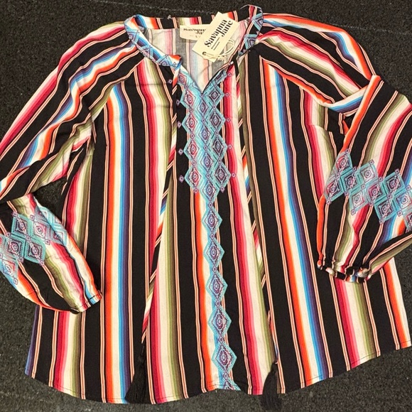 NWT! Savanna Jane Multicolor Striped Boutique Women's Top 🤩 - Picture 7 of 9